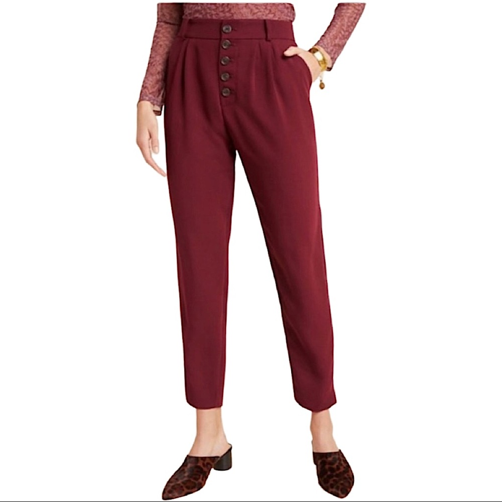 Anthropologie Sasha button fly women’s wine red trouser